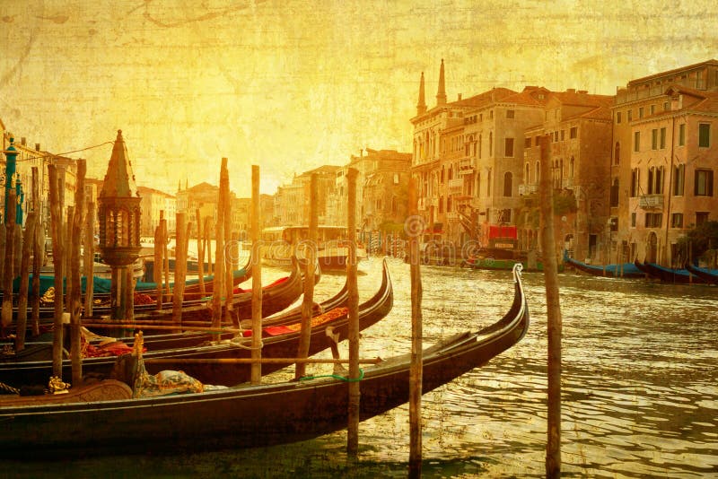 Art Venice, Italy. Gondolas on Grand Canal