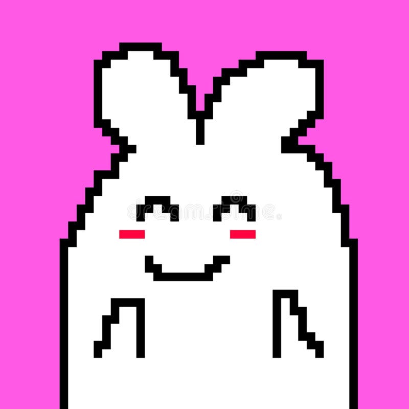 Arta pixelilor unui iepuraș caricabil drăguț vector illustration