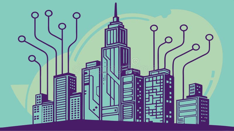 Arta vectorială futuristă a orașului cu conexiuni strălucitoare la circuite tehnice design vectorial Generator AI stock illustration
