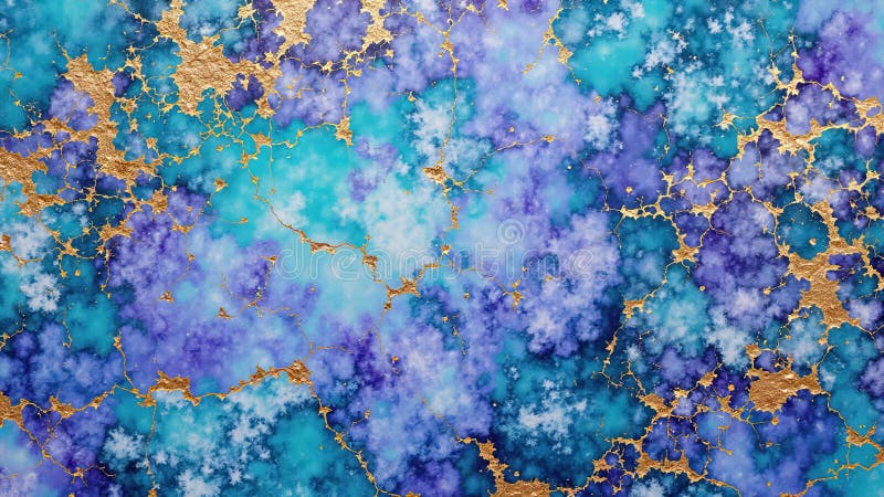 Arte colorata astratta con viola blu ed elementi oro illustrazione vettoriale