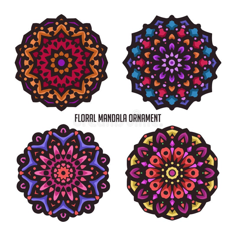 Arte d'annata della mandala con bello colore e l'ornamento floreale circolare illustrazione vettoriale Arte d'annata della mandala con bello colore e l'ornamento floreale circolare illustrazione vettoriale