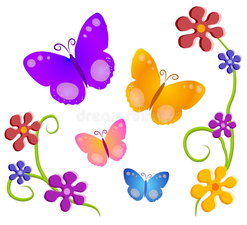 Arte de clip de las flores de mariposas 1 ilustración del vector Arte de clip de las flores de mariposas 1 ilustración del vector