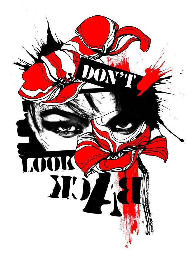 A arte de Digitas não olha para trás preto vermelho das papoilas do grunge ilustração stock A arte de Digitas não olha para trás preto vermelho das papoilas do grunge ilustração stock