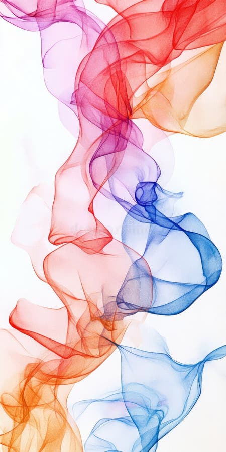 Arte de humo colorido y abstracto con movimientos de color azul y naranja en un fondo blanco stock de ilustración