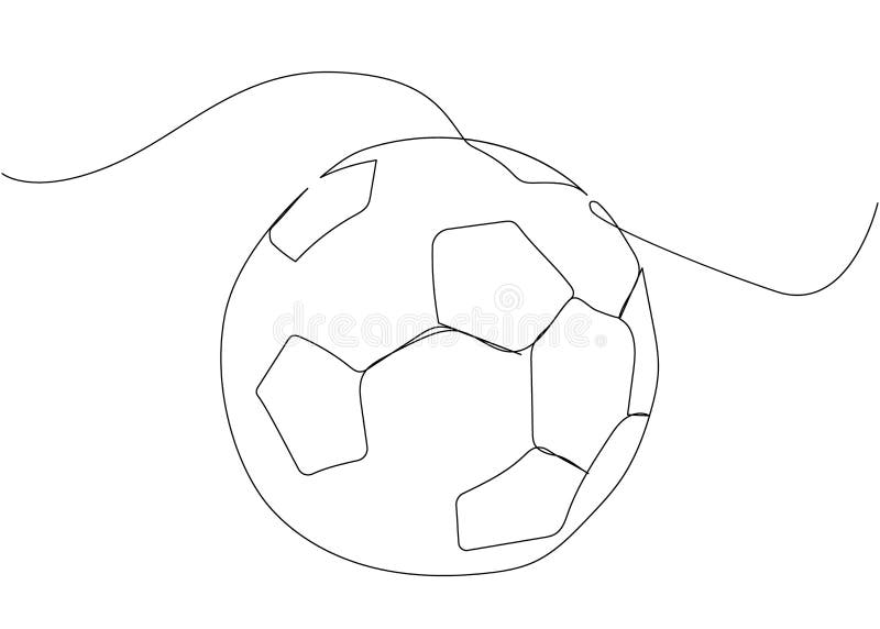 uma única linha contínua desenhando uma bola de futebol e uma taça