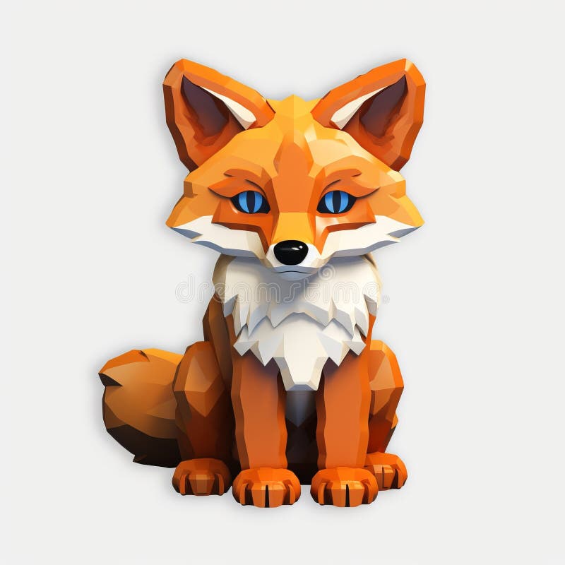 Arte de voxel interactivo : 3 d fox de alta resolución en estilo lego libre illustration