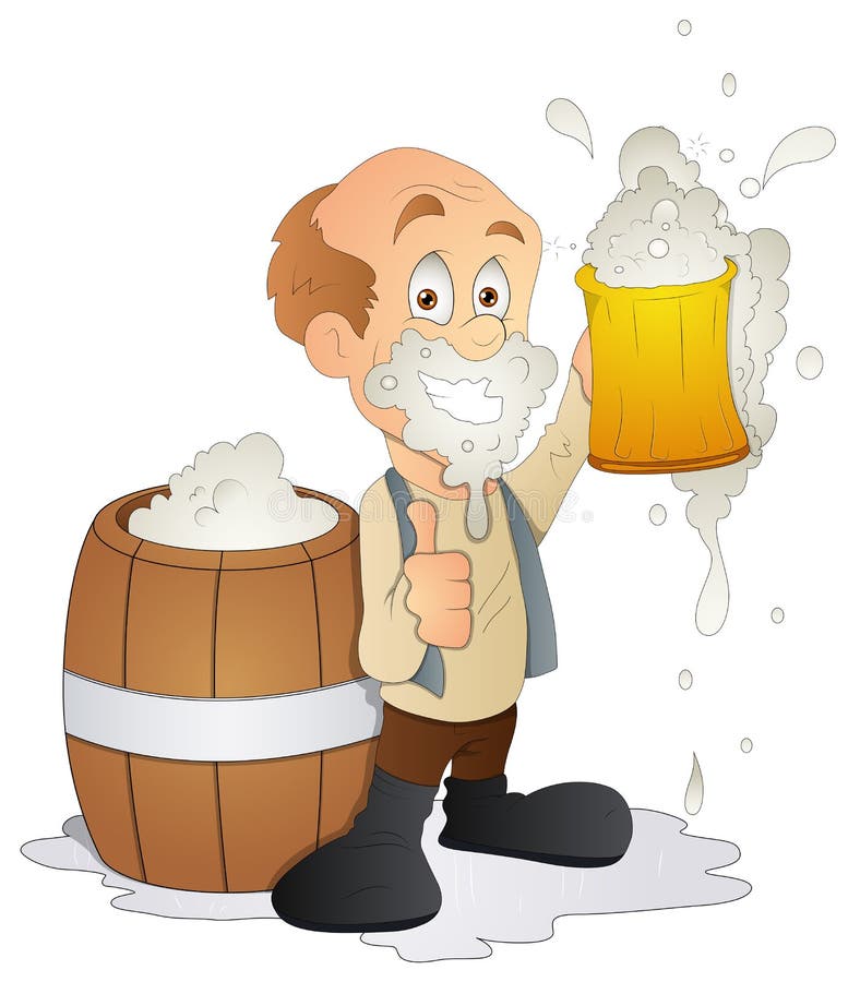 Drawing Art of Cartoon Man Drinking Beer Vector Illustration. Drawing Art of Cartoon Man Drinking Beer Vector Illustration