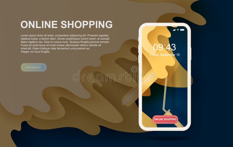 arte della carta 3D e mestiere del concetto di compera online di vettore dello smartphone con la pittura gialla della spazzola de illustrazione vettoriale arte della carta 3D e mestiere del concetto di compera online di vettore dello smartphone con la pittura gialla della spazzola de illustrazione vettoriale