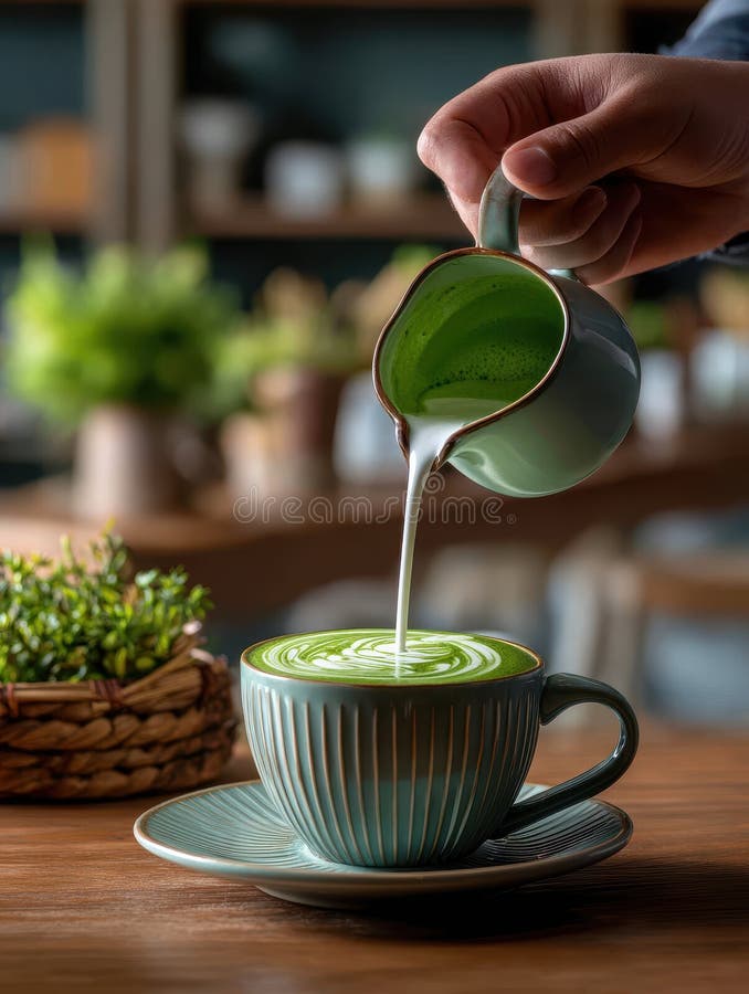 Arte di latte di maturazione emettente in un caffè rustico sereno royalty illustrazione gratis