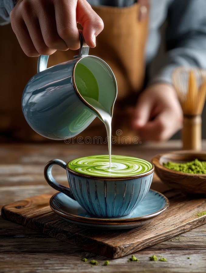 Arte di latte di maturazione emettente in un caffè rustico sereno illustrazione vettoriale