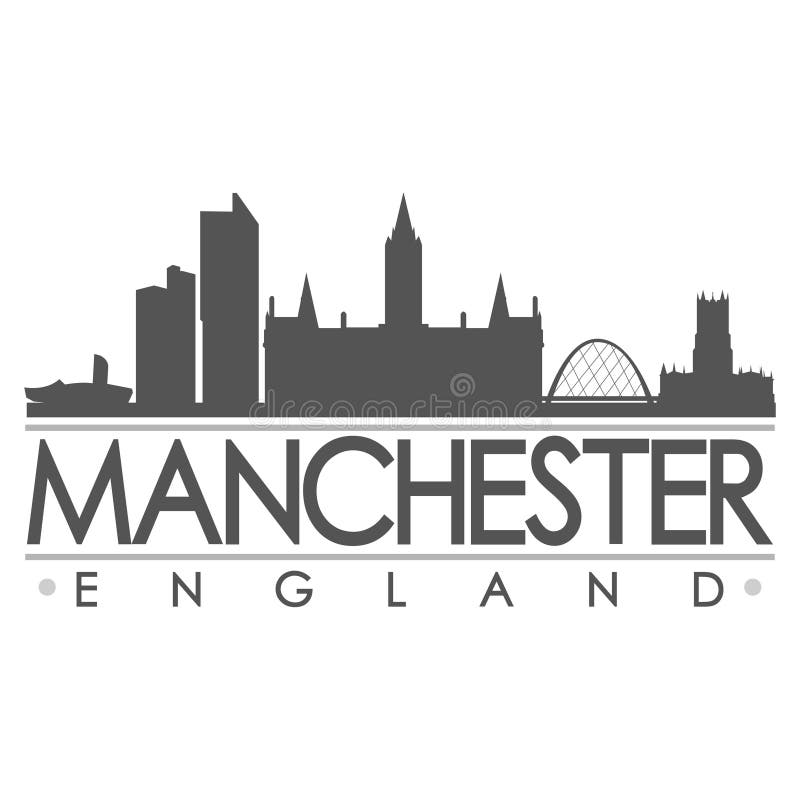 Arte di vettore della città di progettazione della siluetta di Manchester illustrazione vettoriale Arte di vettore della città di progettazione della siluetta di Manchester illustrazione vettoriale