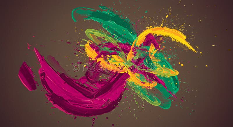 Arte digitale astratta e colorata con bruschi e schizzi in grassetto. illustrazione di stock