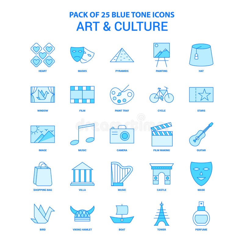 Arte e cultura Tone Icon Pack azul - 25 grupos do ícone ilustração royalty free Arte e cultura Tone Icon Pack azul - 25 grupos do ícone ilustração royalty free