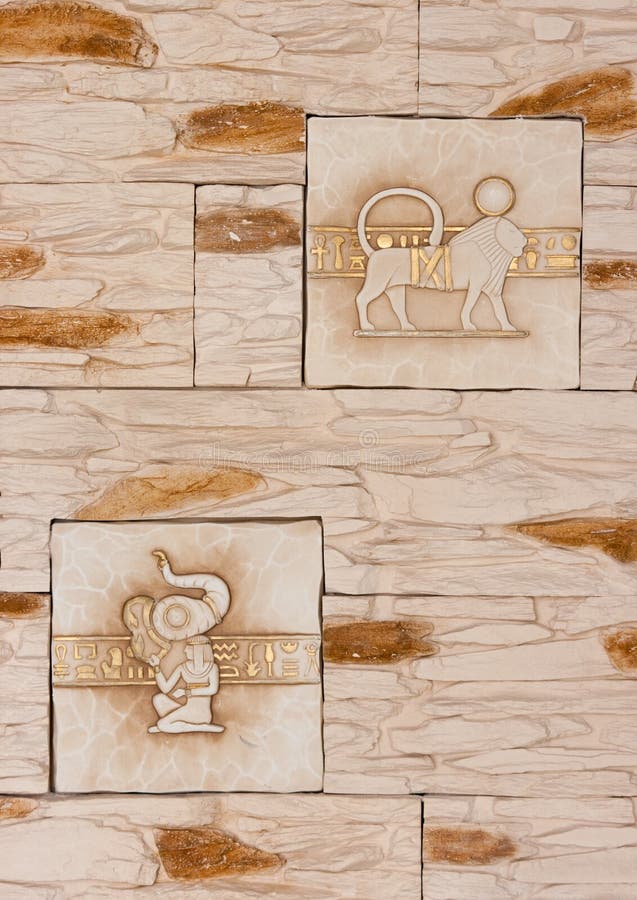 Dibujos Egipcios Sobre Tumbas Con Cierto Significado. Foto de archivo