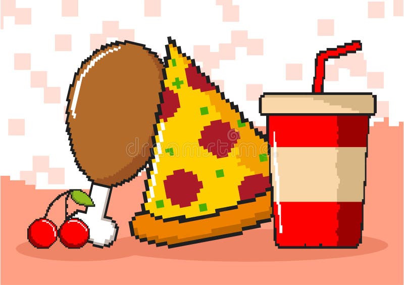 pixel arte ilustração pizza. pixelizada pizza. pizza velozes Comida ícone  pixelizada para a pixel arte jogos e ícone para local na rede Internet e  vídeo jogo. velho escola retrô. 27517974 Vetor no