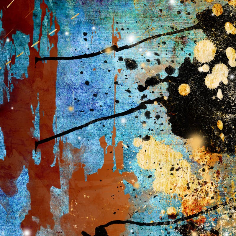 Artwork in grunge style with paint splats. Artwork in grunge style with paint splats
