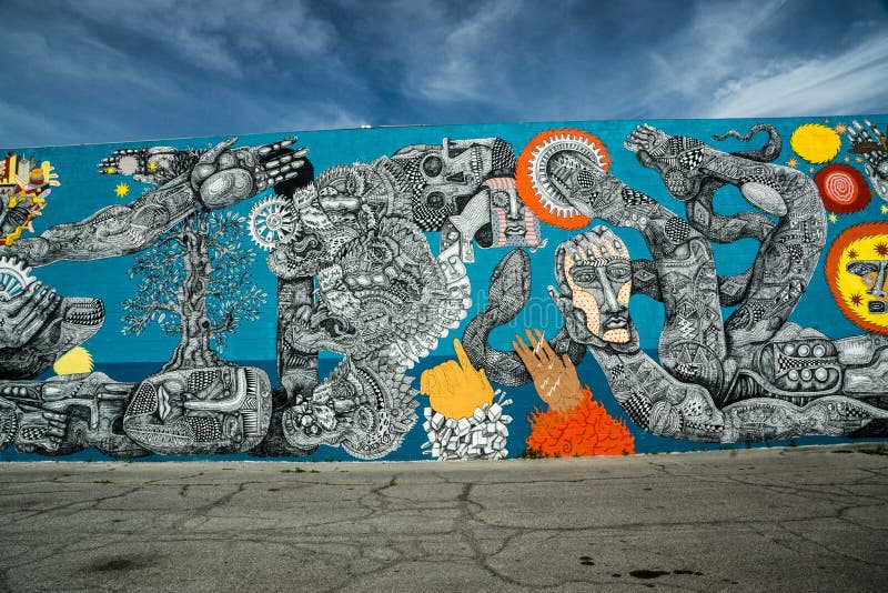 Bispo Mural Arts District Do Buraco Negro, Dallas, Texas Imagem