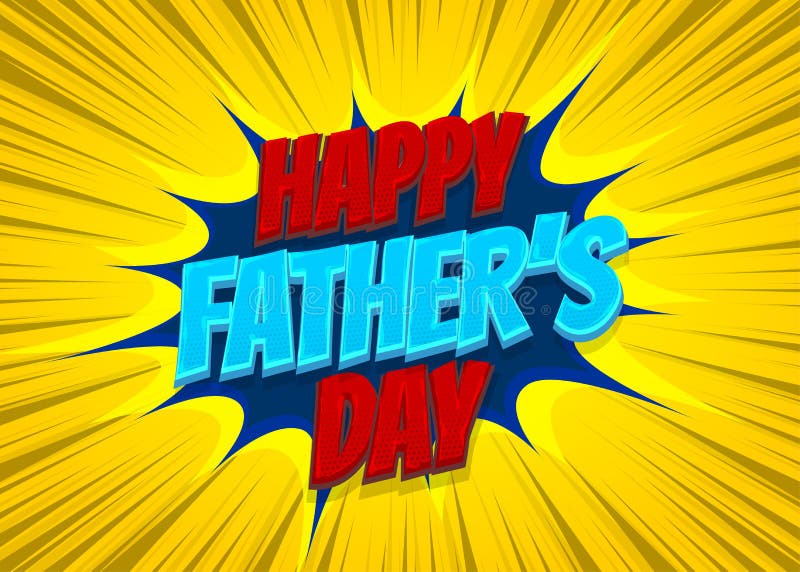 Arte pop cómico feliz del texto del día de padres ilustración del vector