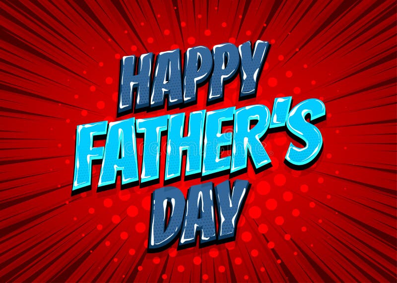 Arte pop cómico feliz del texto del día de padres ilustración del vector