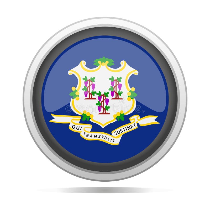 Arte rotonda di vettore della città di progettazione di simbolo del metallo della bandiera di Connecticut illustrazione vettoriale Arte rotonda di vettore della città di progettazione di simbolo del metallo della bandiera di Connecticut illustrazione vettoriale