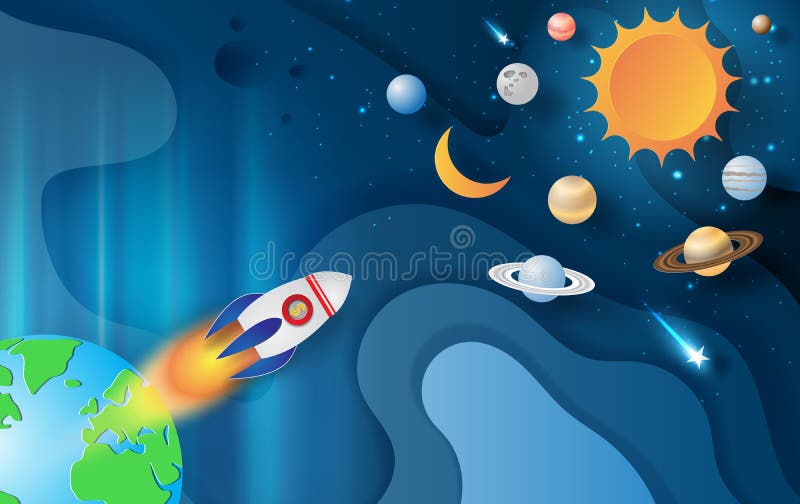 Arte y arte de papel del vuelo de Rocket con la galaxia del espacio en Abstra libre illustration Arte y arte de papel del vuelo de Rocket con la galaxia del espacio en Abstra libre illustration