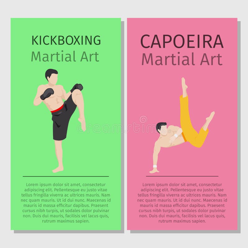 Artes marciais asiáticas Kickboxing e Capoeira ilustração do vetor Artes marciais asiáticas Kickboxing e Capoeira ilustração do vetor