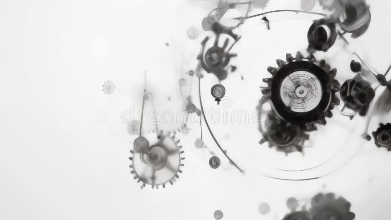 Artes y componentes mecánicos abstractos mínimos en blanco y negro sobre fondo blanco. concepto industrial libre illustration