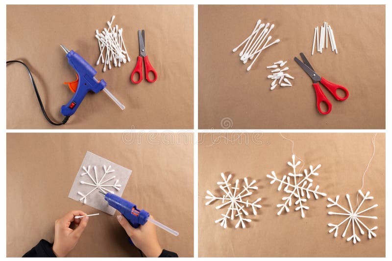 Artesanía De Copos De Nieve Swab De Algodón Para Niños Actividad Navideña Para  Decoración De Hogar Preescolar Imagen de archivo - Imagen de snowflakes,  invierno: 235133325