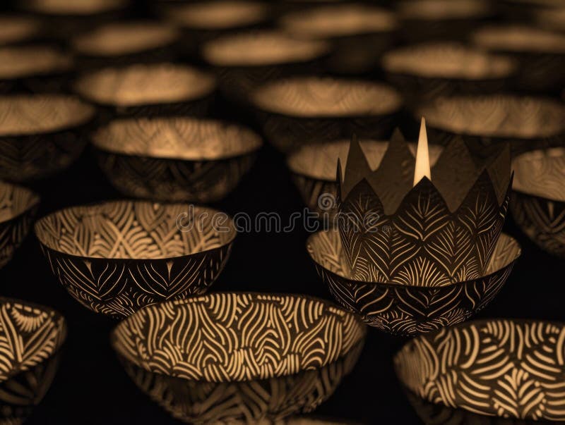 Artful Illumination: Delicate Patterns in the Night stock images