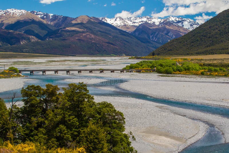 Arthur`s Pass Bridge stock photo. Image of river, waimakariri - 105663368