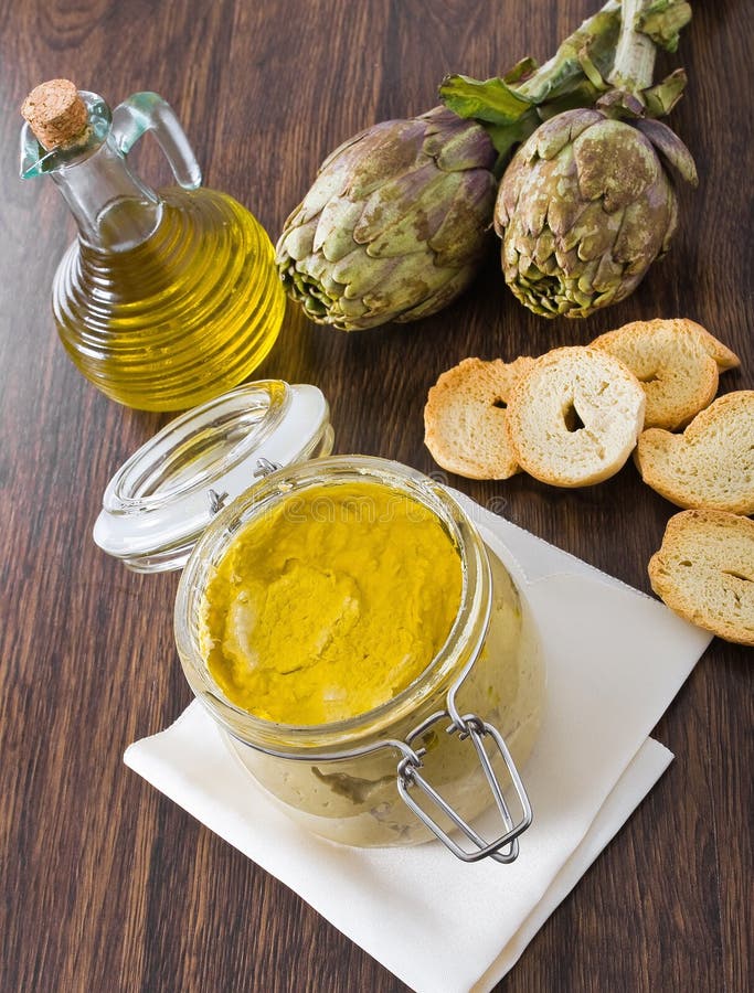 Artichoke Pesto in Glass Jar. Stock Image Image of edible, cream