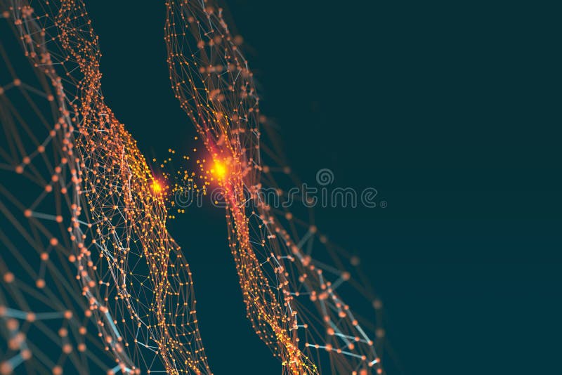 Artificial digital neural network. Blockchain technology royalty free illustration