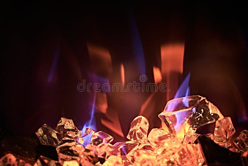 Artificial Fireplace. Crystals in the Fireplace Stock Image Image of
