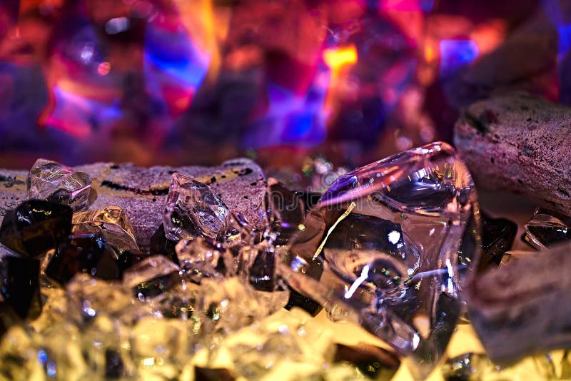 Artificial Fireplace. Crystals in the Fireplace Stock Photo Image of