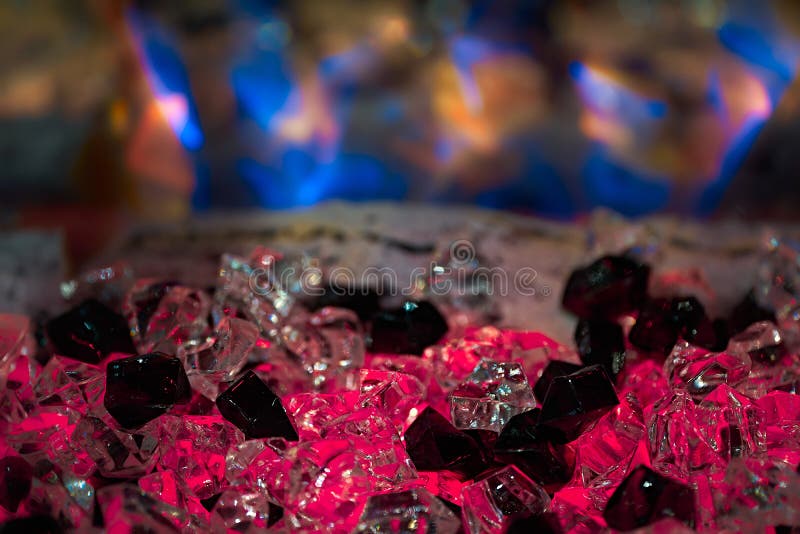 Artificial Fireplace. Crystals in the Fireplace Stock Image Image of