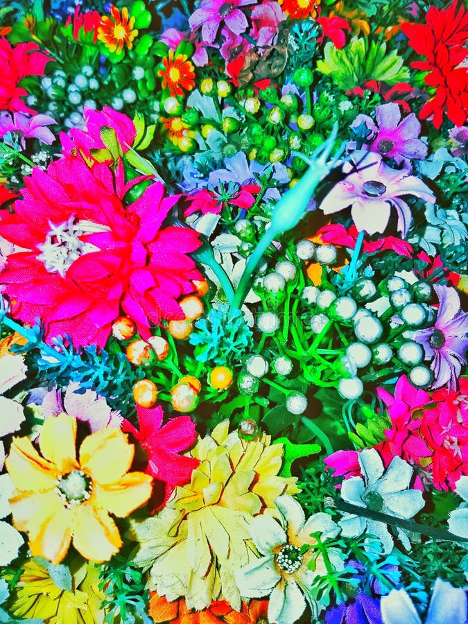 Artificial flower bouquet stock image. Image of flowers - 130816599