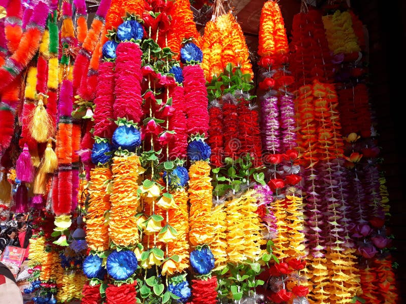 Artificial Flower for Tihar Festival Stock Image - Image of flowers ...