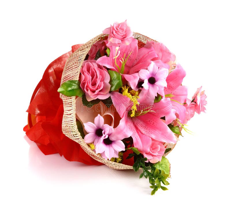 Artificial Flowers Bouquet Isolated on White Stock Photo Image of