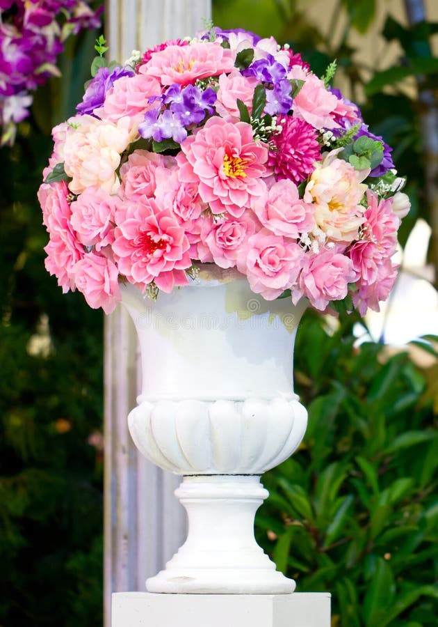 Artificial Flowers in Vintage Vase. Stock Image Image of floral