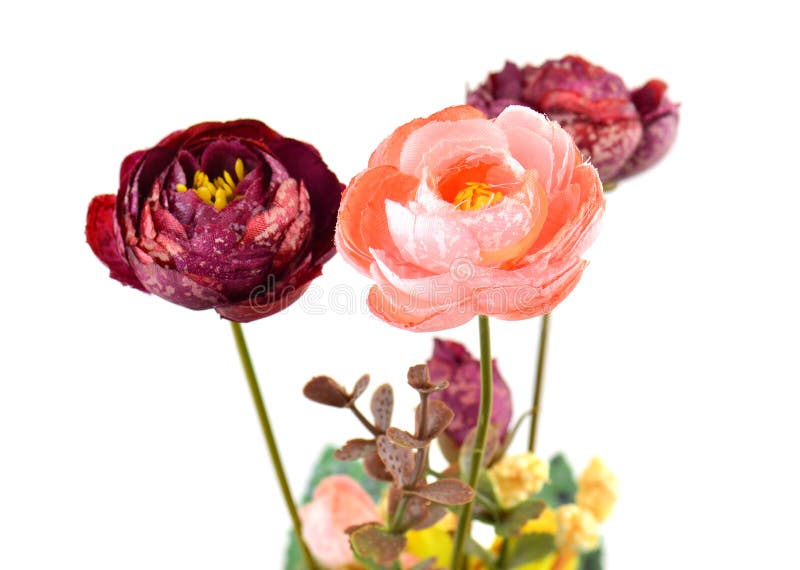 Artificial Flowers on White Background Stock Photo Image of decoration, mixture 53132980