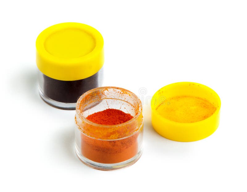 Artificial Food Coloring Pigment Or Substances In Pack Stock Photo