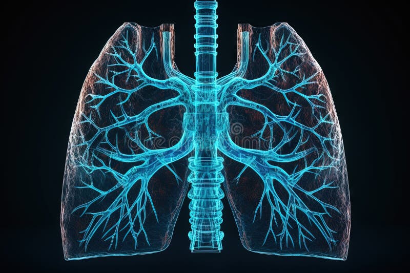 Artificial implant science concept with technological AI lungs on the circuit board. stock photography