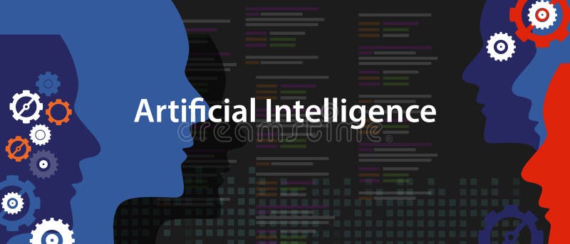 Artificial intelligence AI concept of technology futuristic head human programming vector illustration