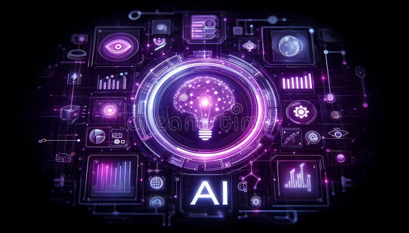 AI, Machine learning, digital screen, science, artificial intelligence. Image. stock photography.