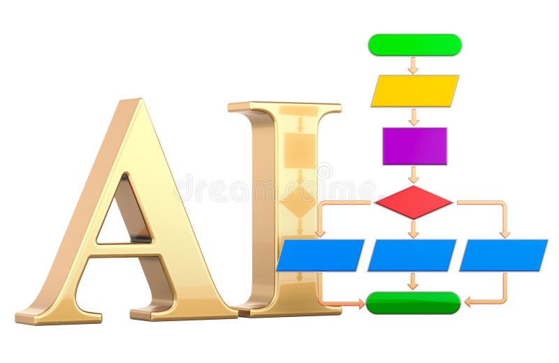 Artificial Intelligence Algorithm, concept. 3D rendering vector illustration
