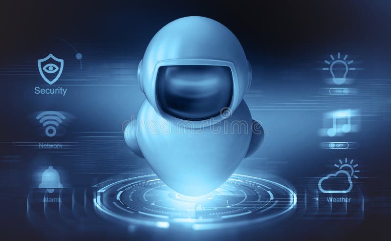 Artificial Intelligence and Big Data. Interactive dashboard royalty free illustration