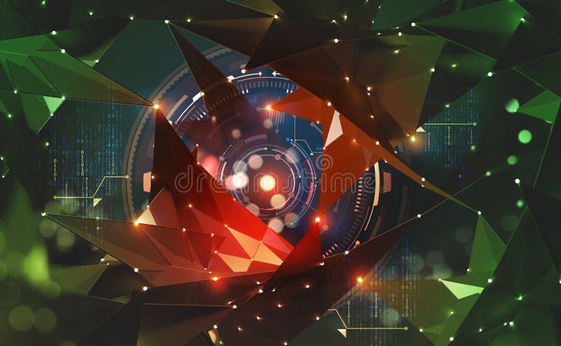 Artificial intelligence and blockchain concept. Global information flows vector illustration