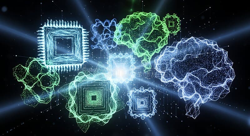 Artificial Intelligence Brain and Processor Network vector illustration