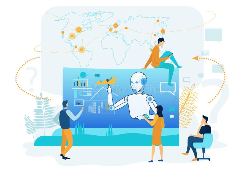 Artificial Intelligence in Business Analytics. Stock Vector