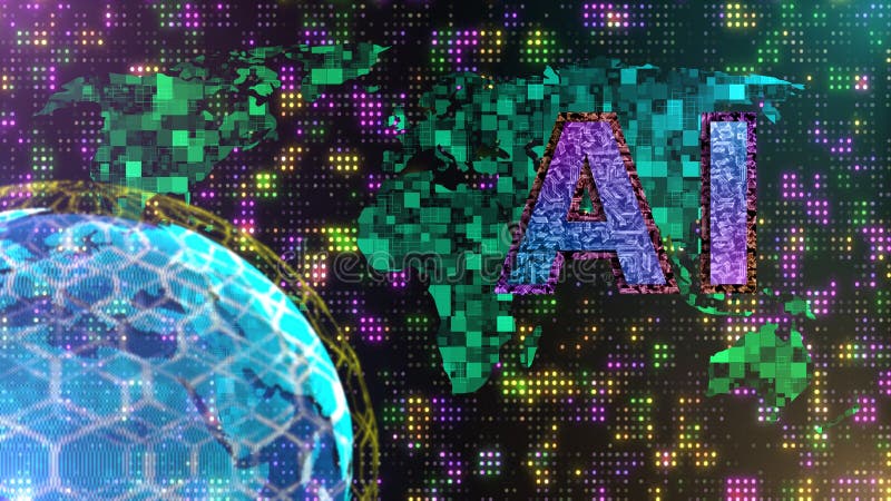 Artificial intelligence changing world, new advanced technologies stock illustration
